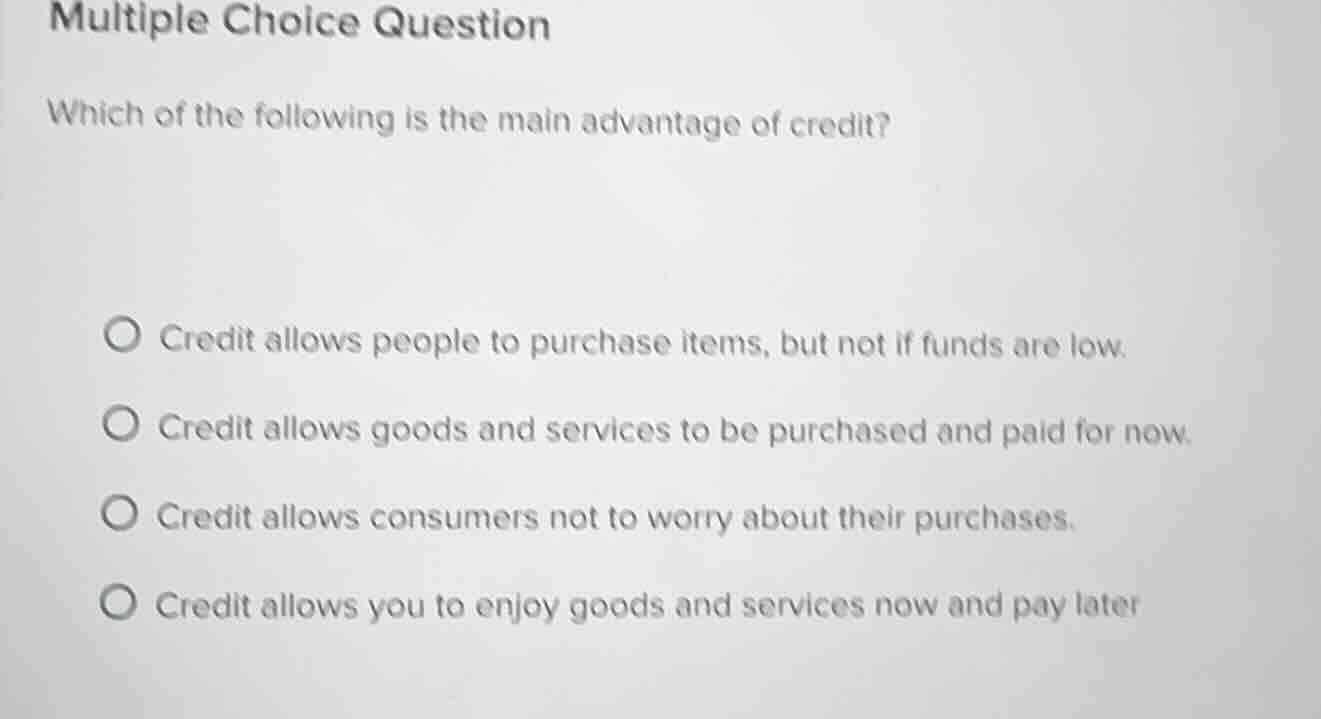 multiple choice question which of the following is the main advantage o…