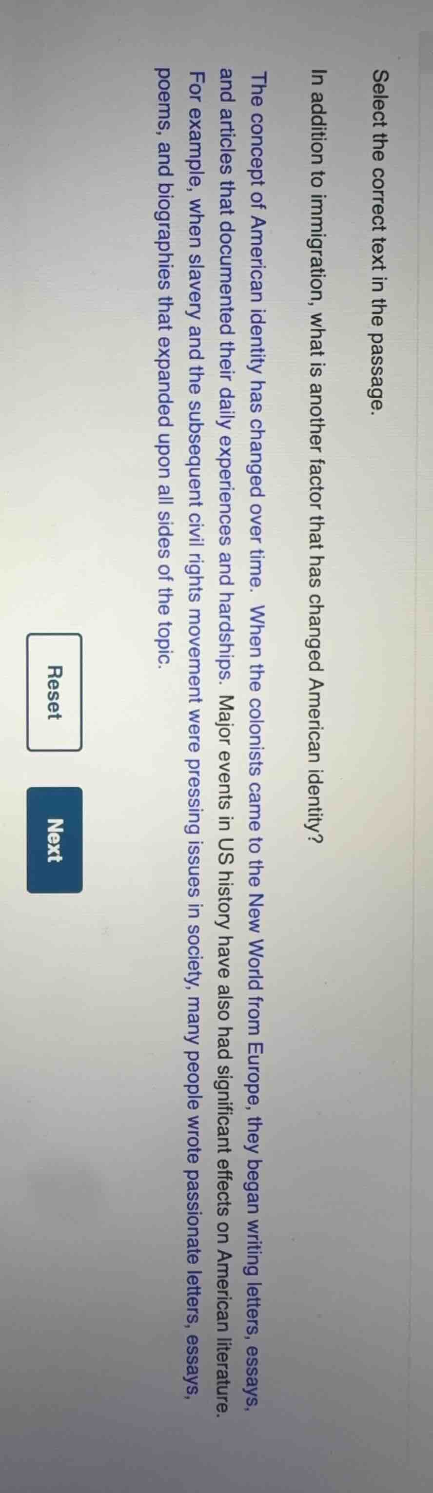 select the correct text in the passage. in addition to immigration, wha…