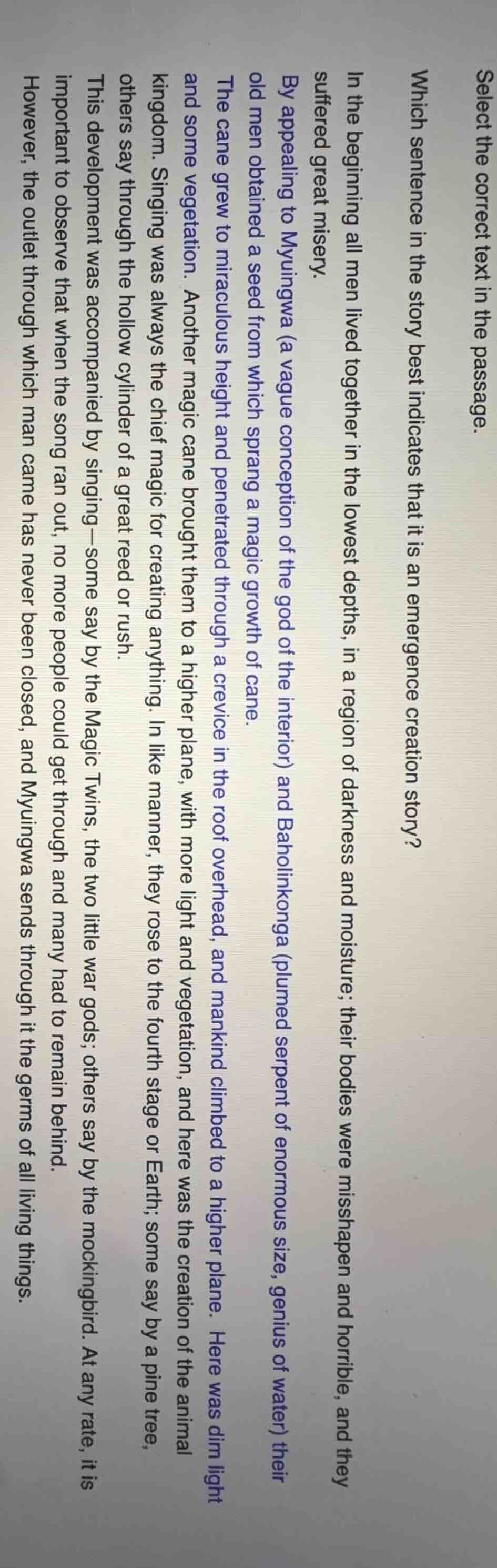 select the correct text in the passage. which sentence in the story bes…