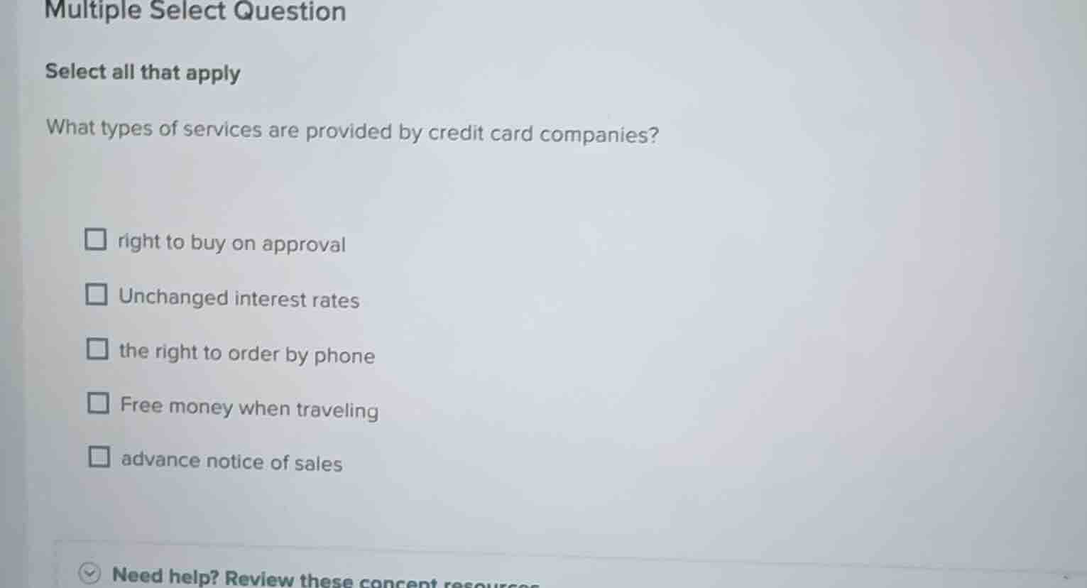 multiple select question select all that apply what types of services a…