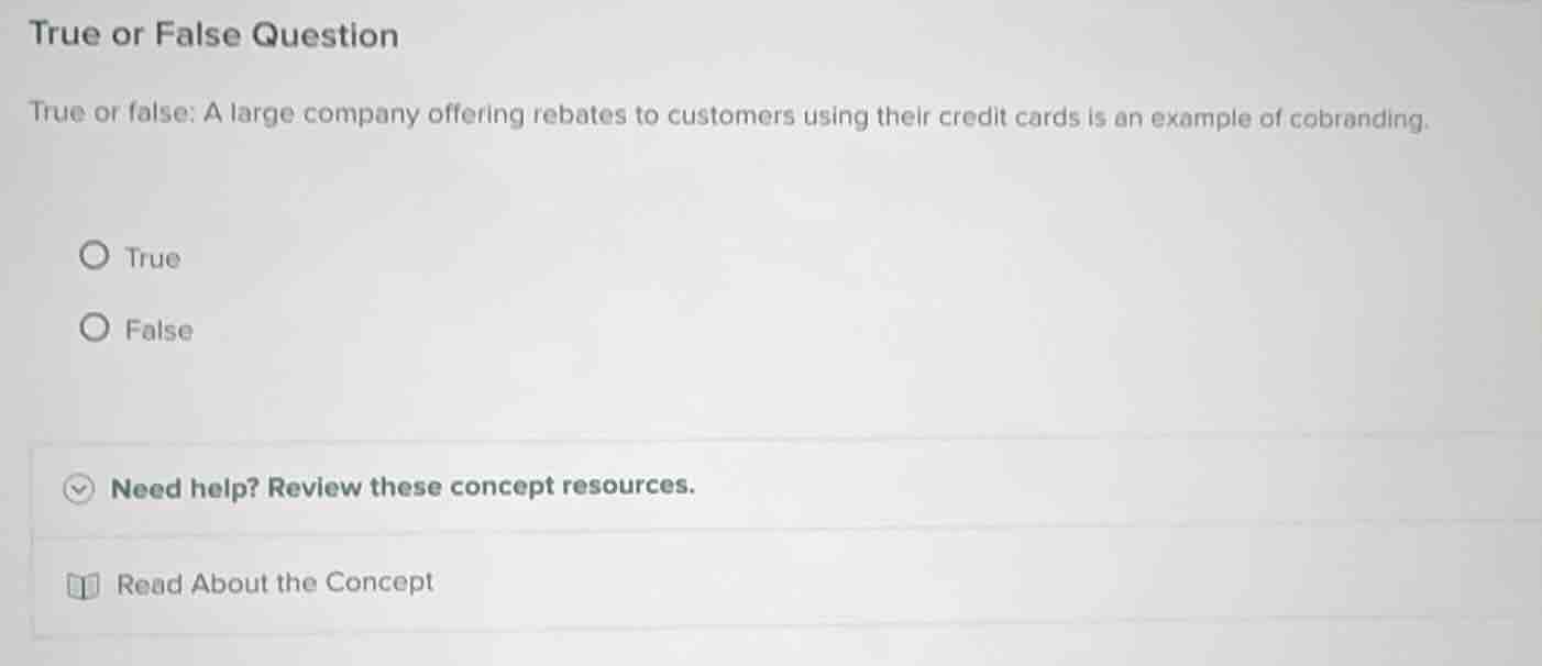 true or false question true or false: a large company offering rebates …