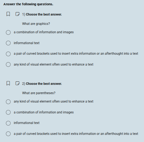 answer the following questions. 1) choose the best answer. what are gra…