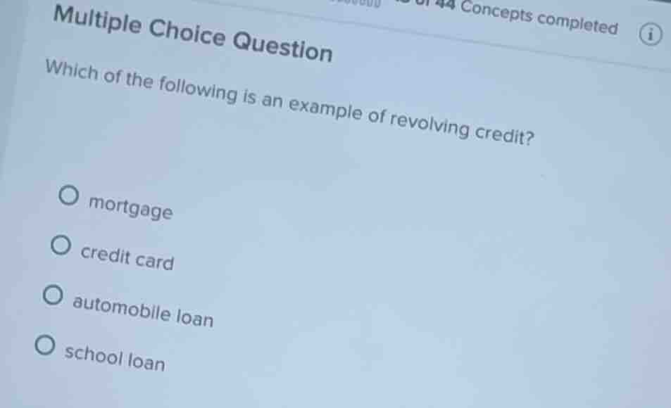 multiple choice question which of the following is an example of revolv…