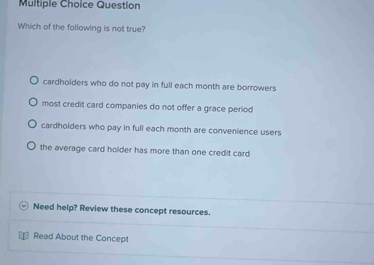 multiple choice question which of the following is not true? cardholder…