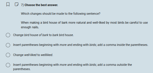 7) choose the best answer. which changes should be made to the followin…