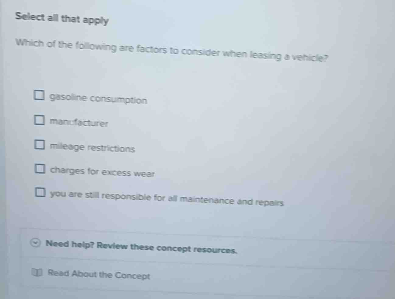 select all that apply which of the following are factors to consider wh…