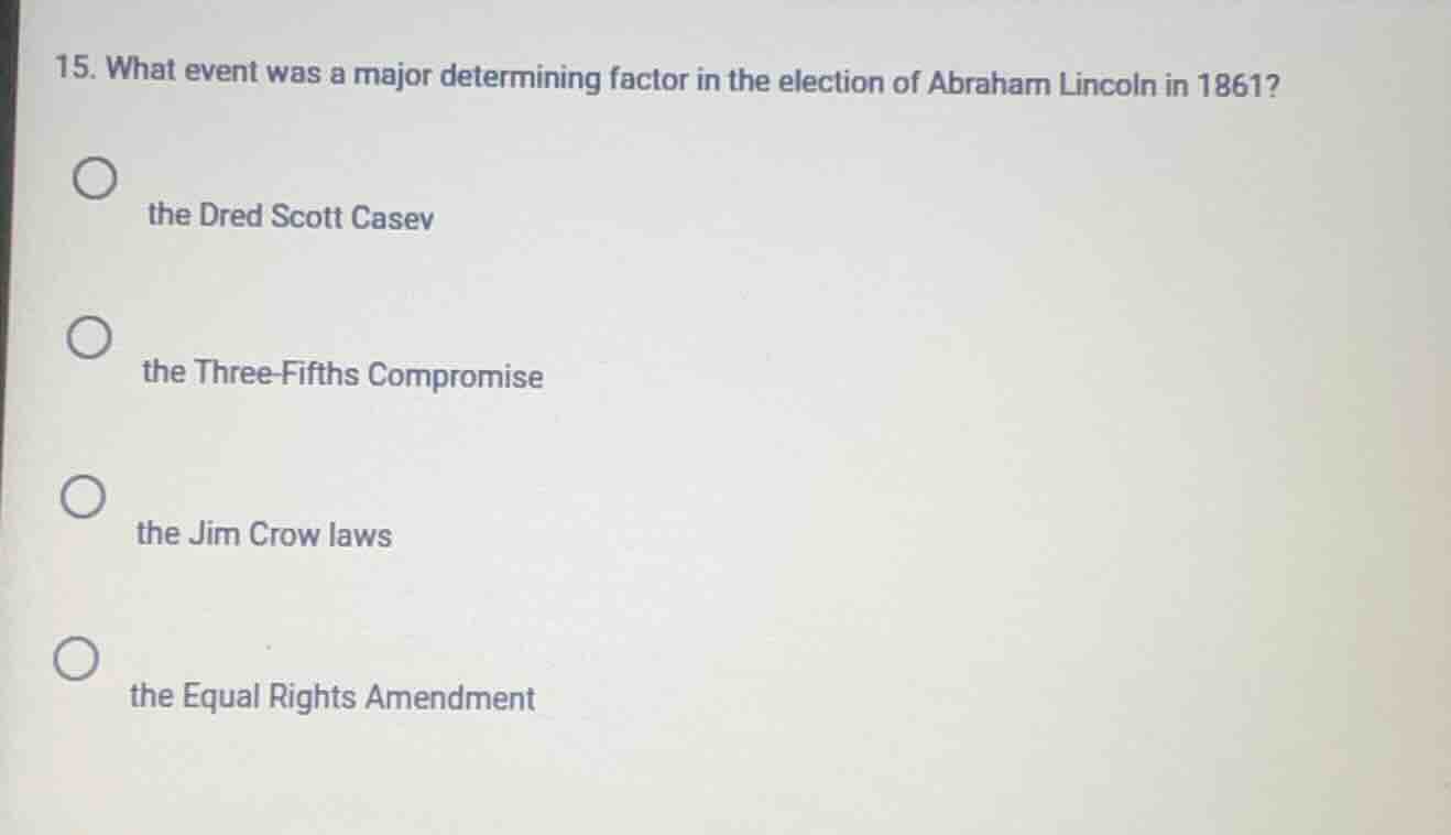 15. what event was a major determining factor in the election of abraha…