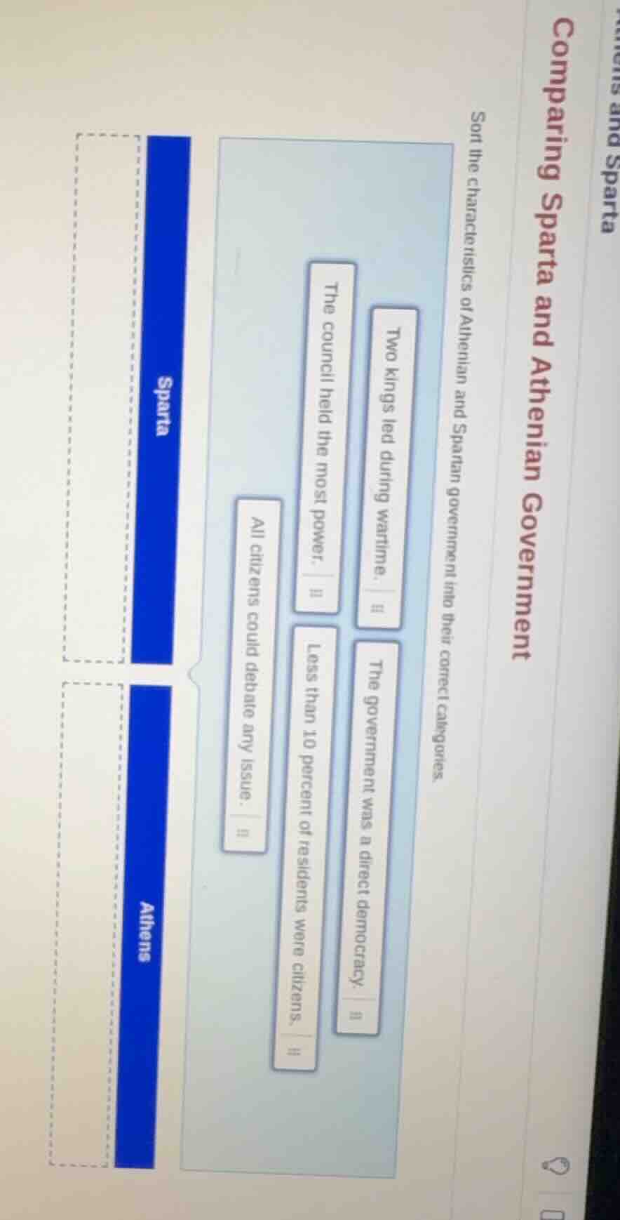 comparing sparta and athenian government sort the characteristics of at…