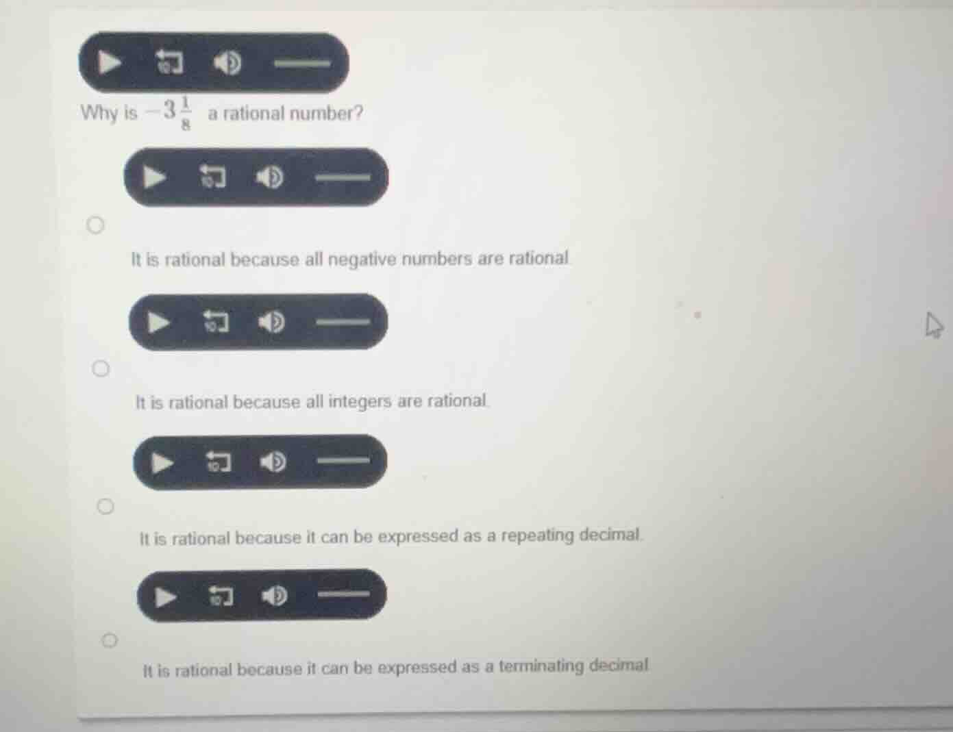 why is $-3\\frac{1}{8}$ a rational number? \ \ it is rational because a…