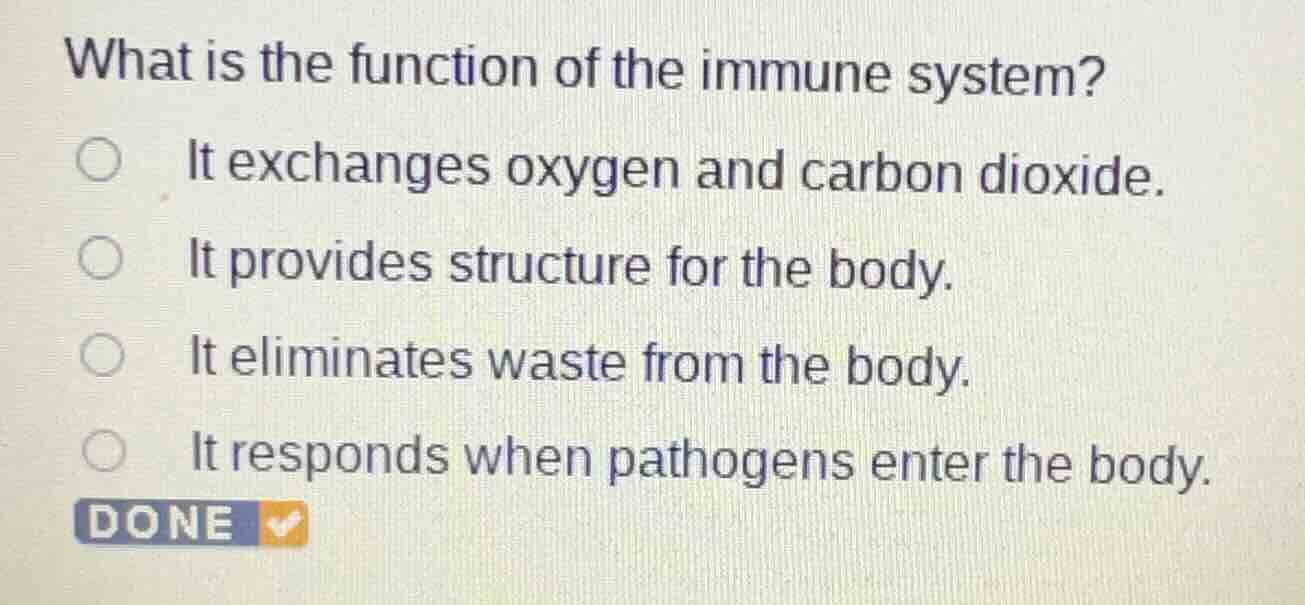 what is the function of the immune system? it exchanges oxygen and carb…