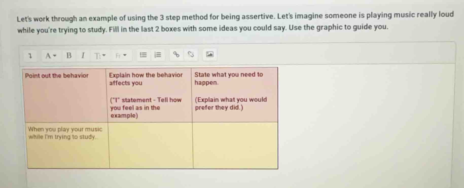 lets work through an example of using the 3 step method for being asser…