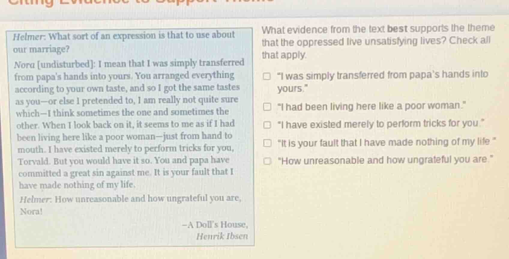 helmer: what sort of an expression is that to use about our marriage? n…