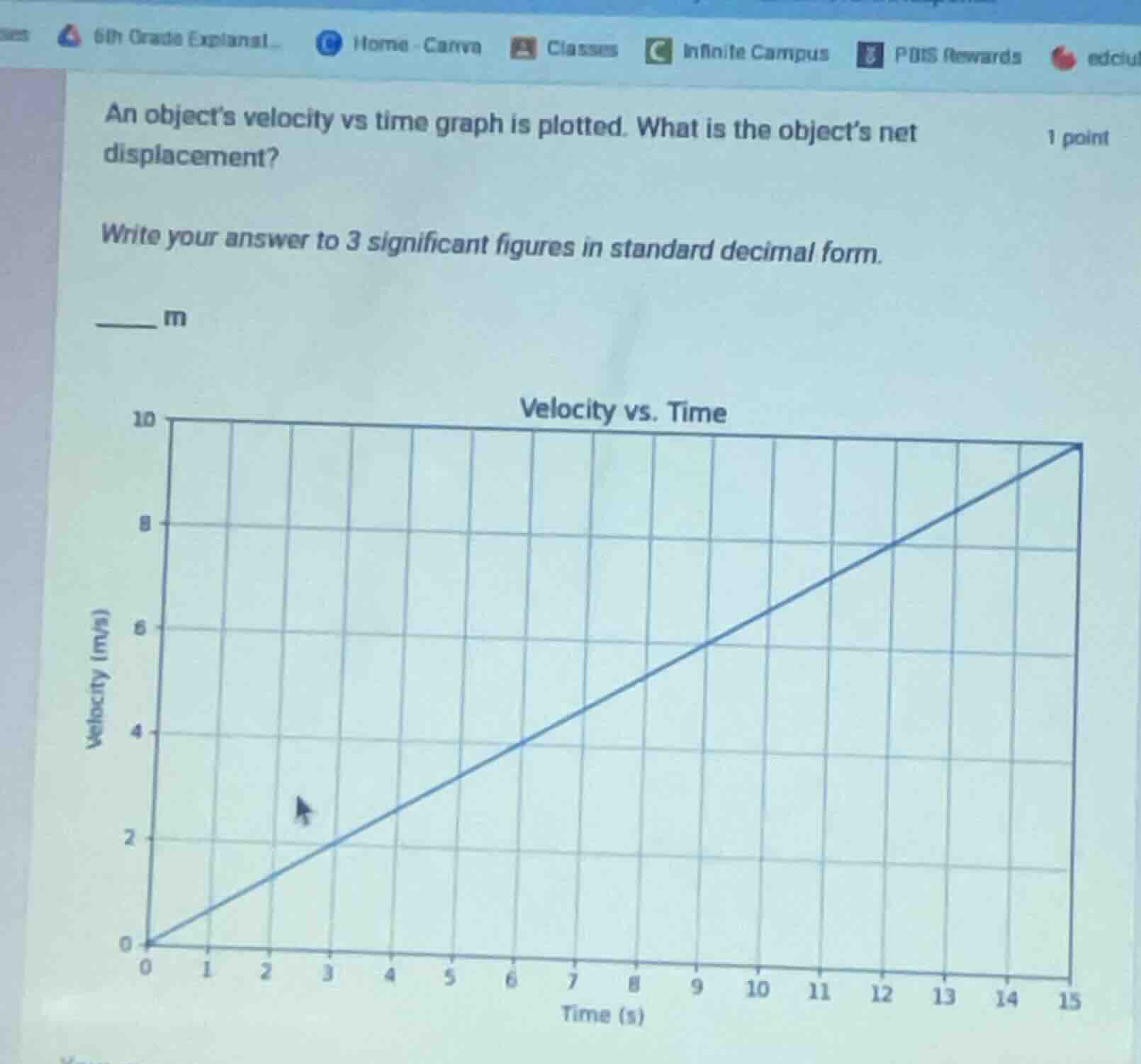 an object’s velocity vs time graph is plotted. what is the object’s net…