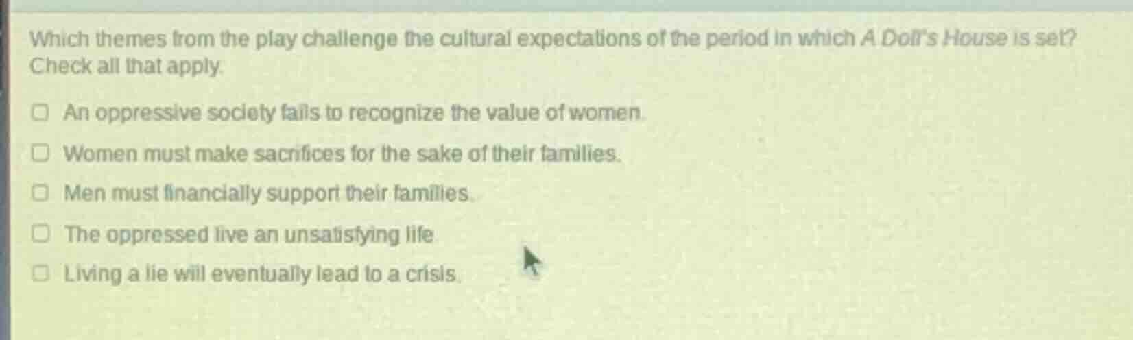 which themes from the play challenge the cultural expectations of the p…