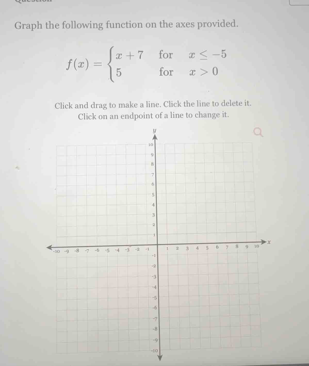 graph the following function on the axes provided. $f(x) = \\begin{case…