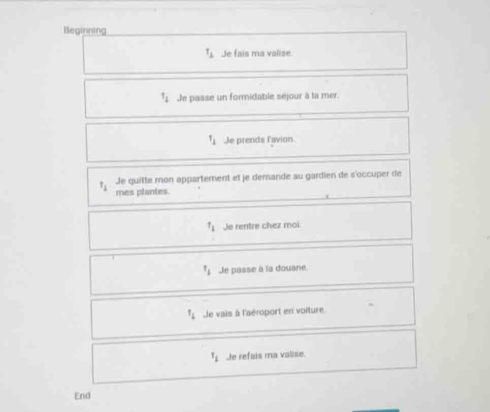 beginning je fais ma valise. je passe un formidable séjour à la mer. je…