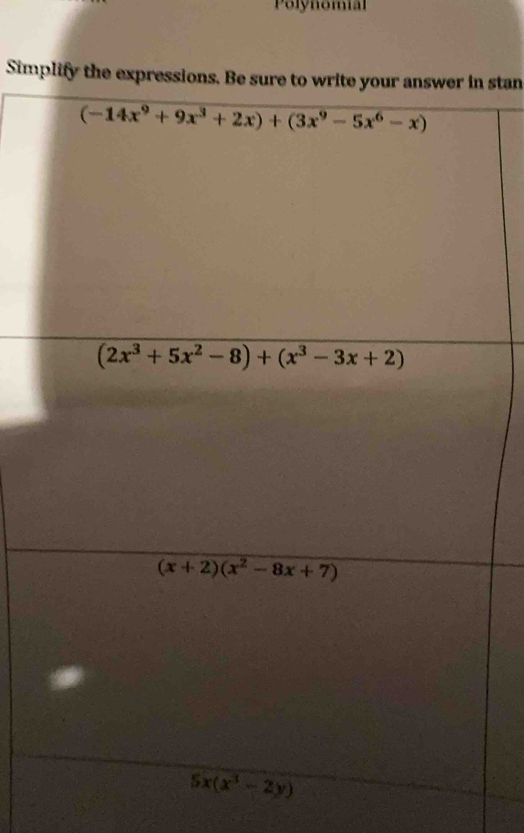 simplify the expressions. be sure to write your answer in stan $(-14x^{…
