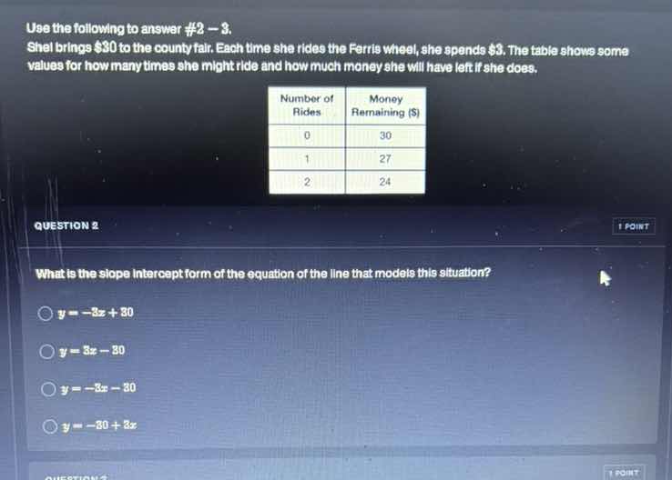 use the following to answer #2 - 3. shell brings $30 to the county fair…