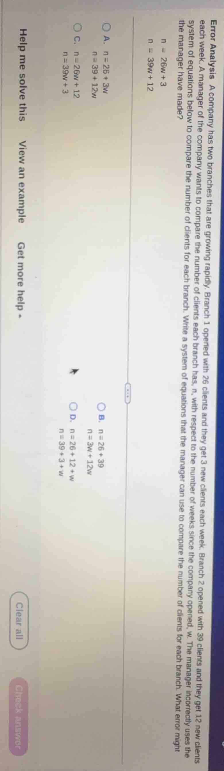 error analysis a company has two branches that are growing rapidly. bra…