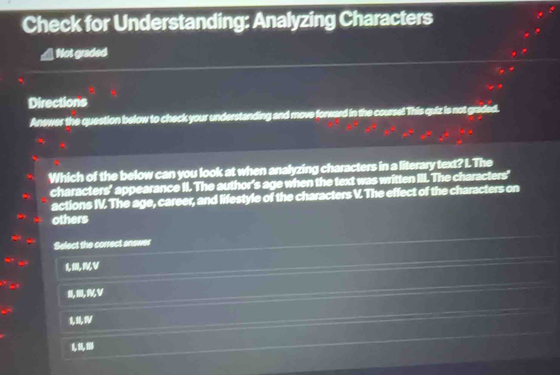 check for understanding: analyzing characters not graded directions ans…