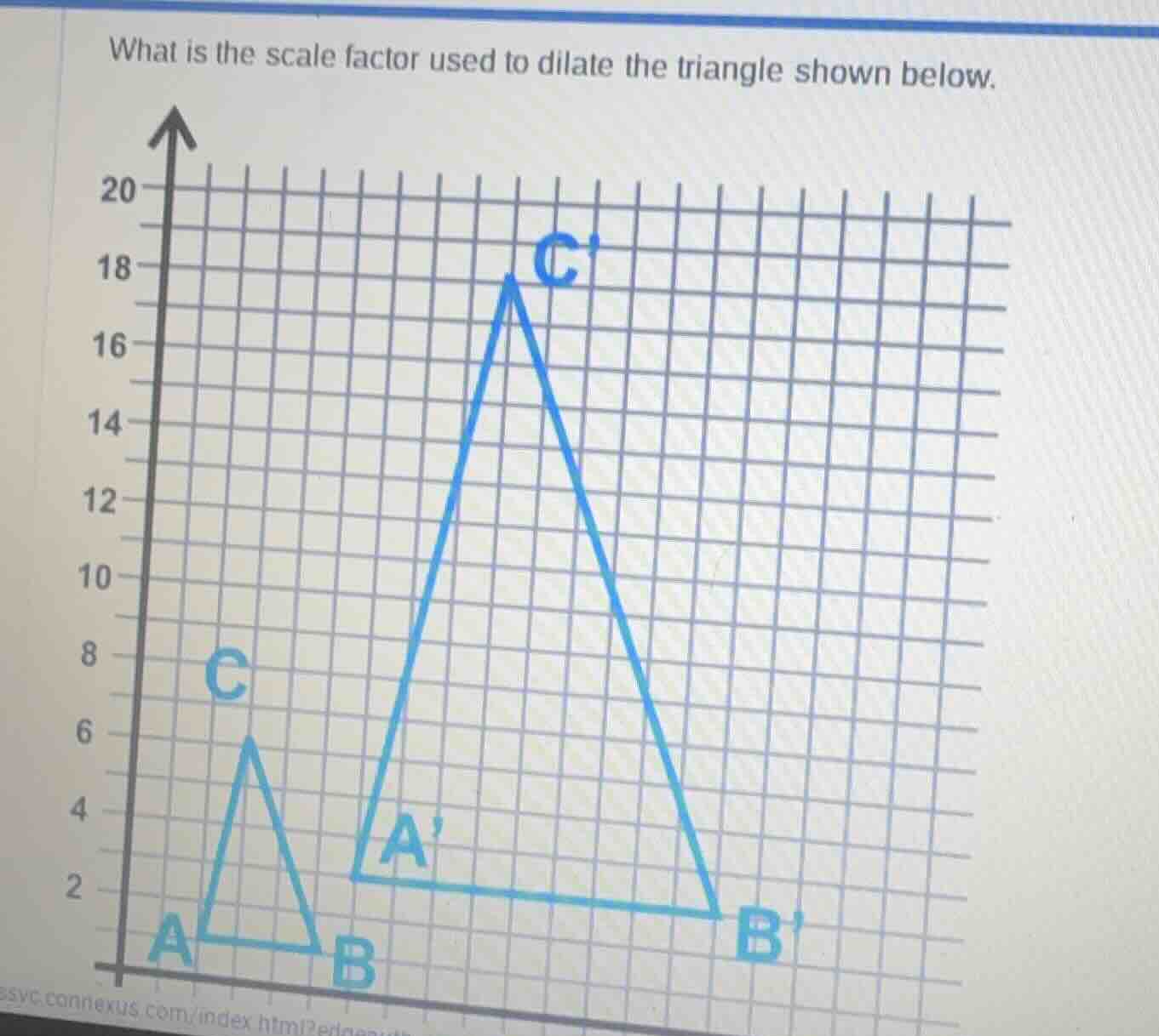 what is the scale factor used to dilate the triangle shown below.