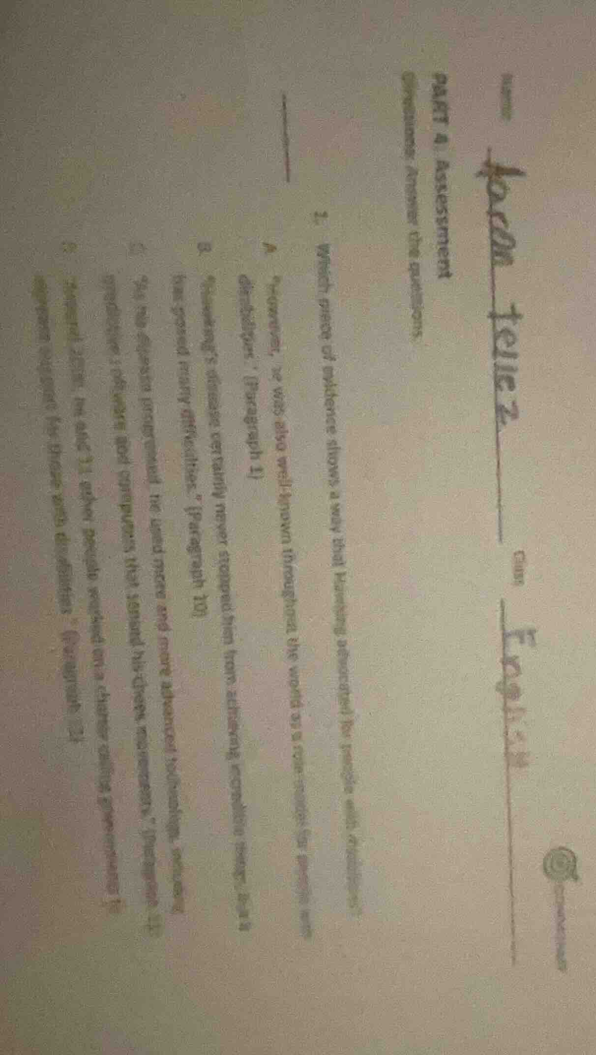 part a. assessment questions: answer the questions. 1. which piece of e…
