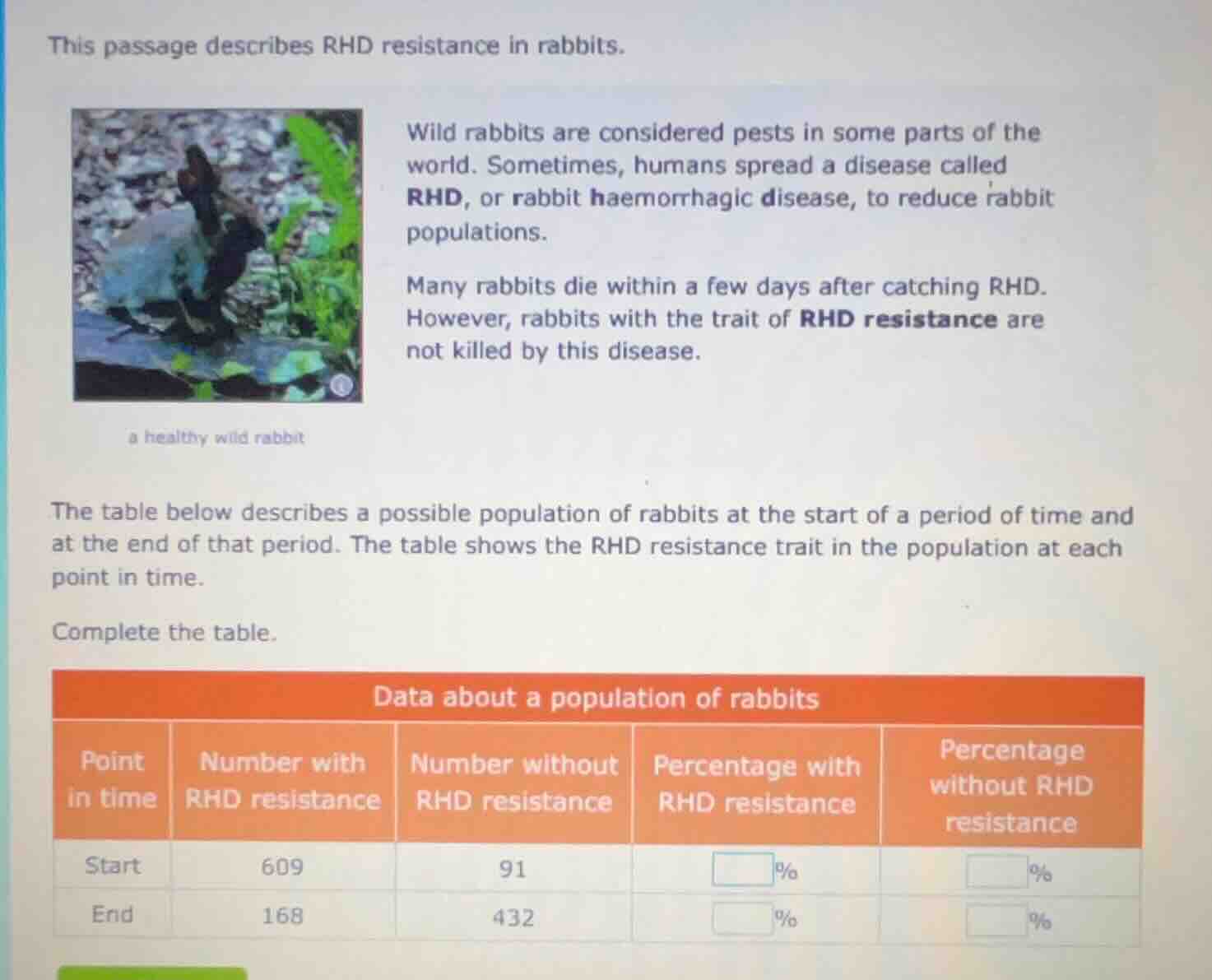 this passage describes rhd resistance in rabbits. wild rabbits are cons…