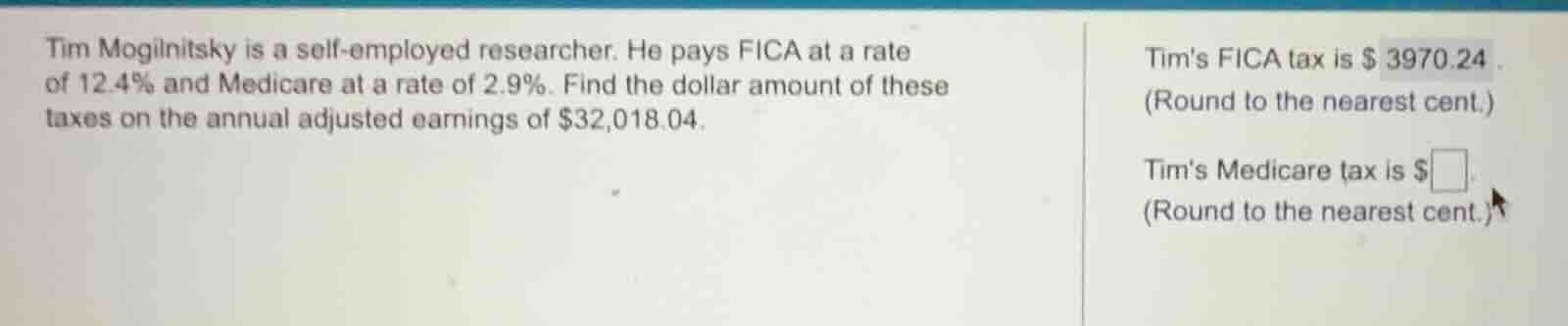 tim mogilnitsky is a self - employed researcher. he pays fica at a rate…