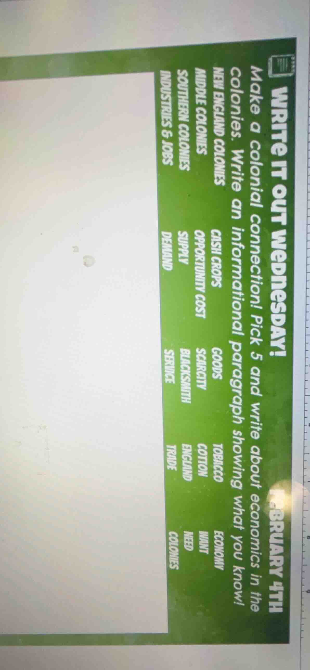 write it out wednesday! february 4th make a colonial connection! pick 5…