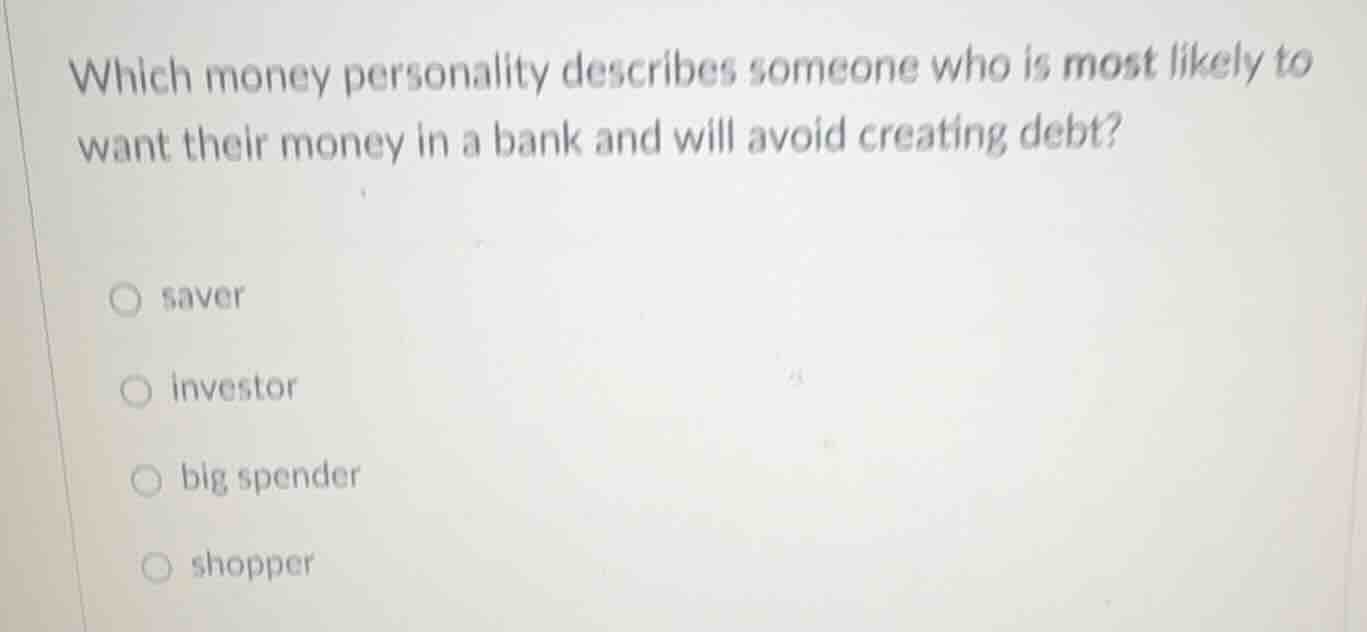 which money personality describes someone who is most likely to want th…