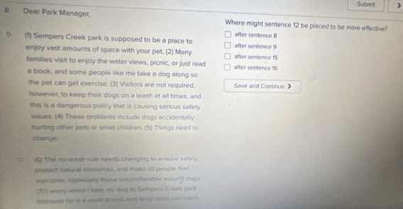 5. (1) sempers creek park is supposed to be a place to enjoy vast amoun…