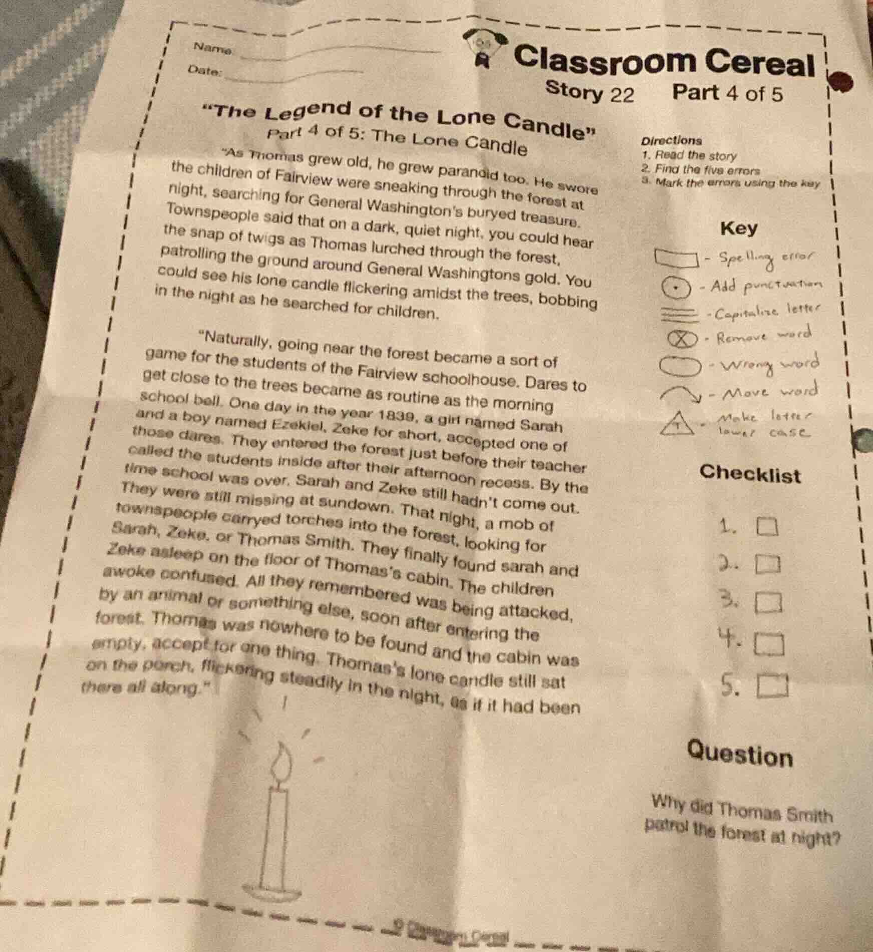 name date: classroom cereal story 22 part 4 of 5 \the legend of the lon…