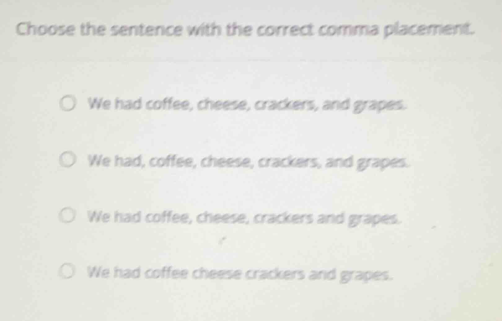 choose the sentence with the correct comma placement. - we had coffee, …