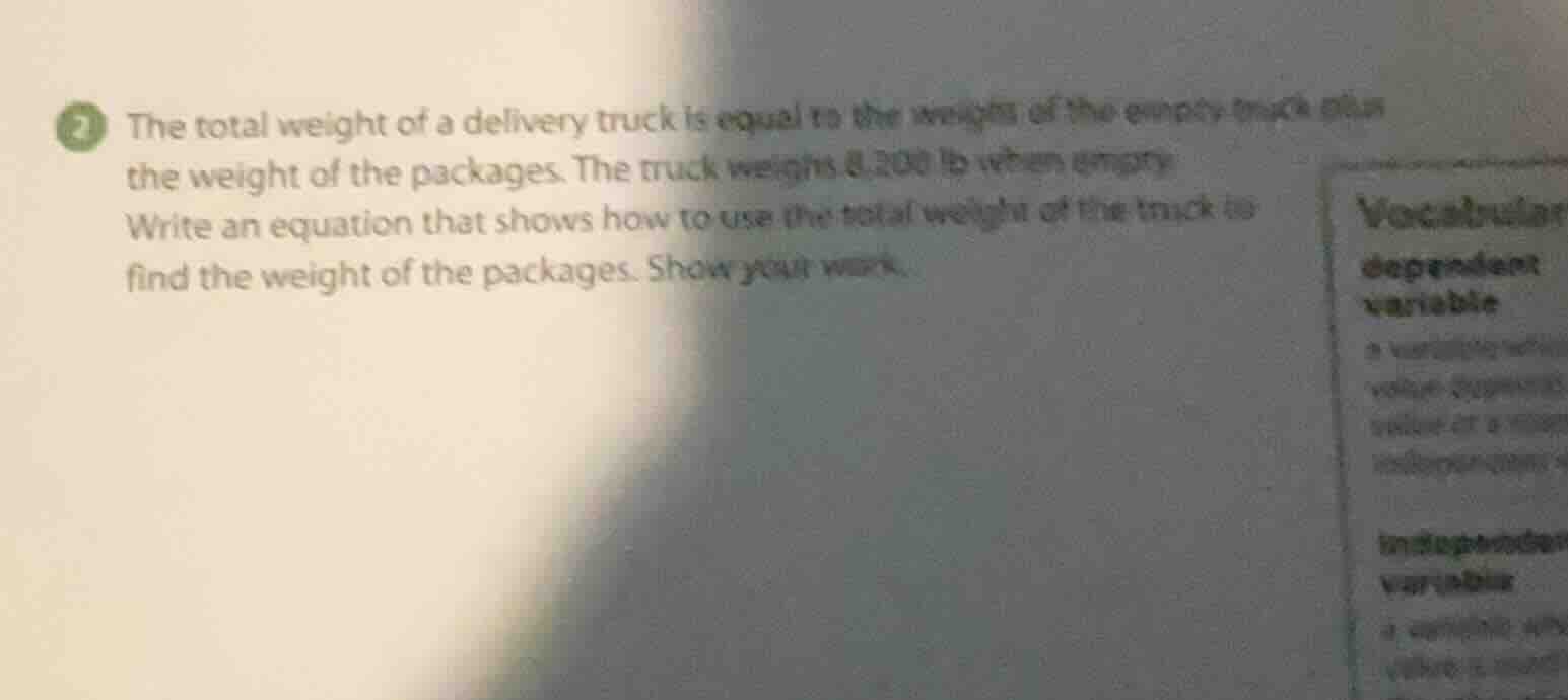 2 the total weight of a delivery truck is equal to the weight of the em…