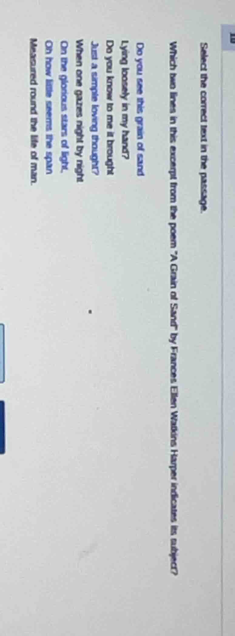 select the correct line in the passage. which line in the excerpt from …