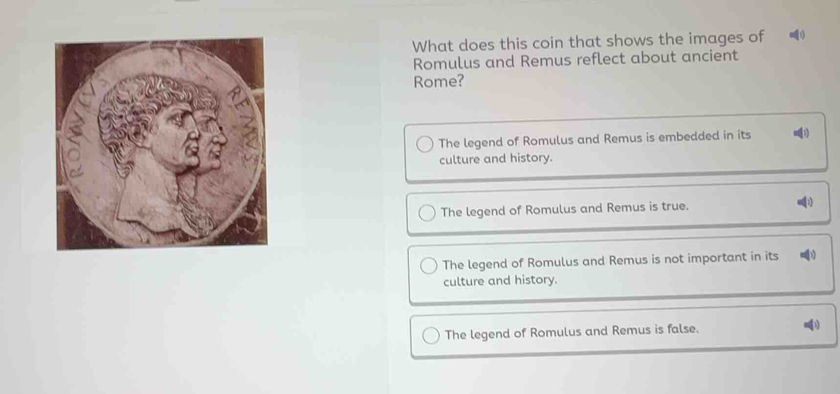 what does this coin that shows the images of romulus and remus reflect …