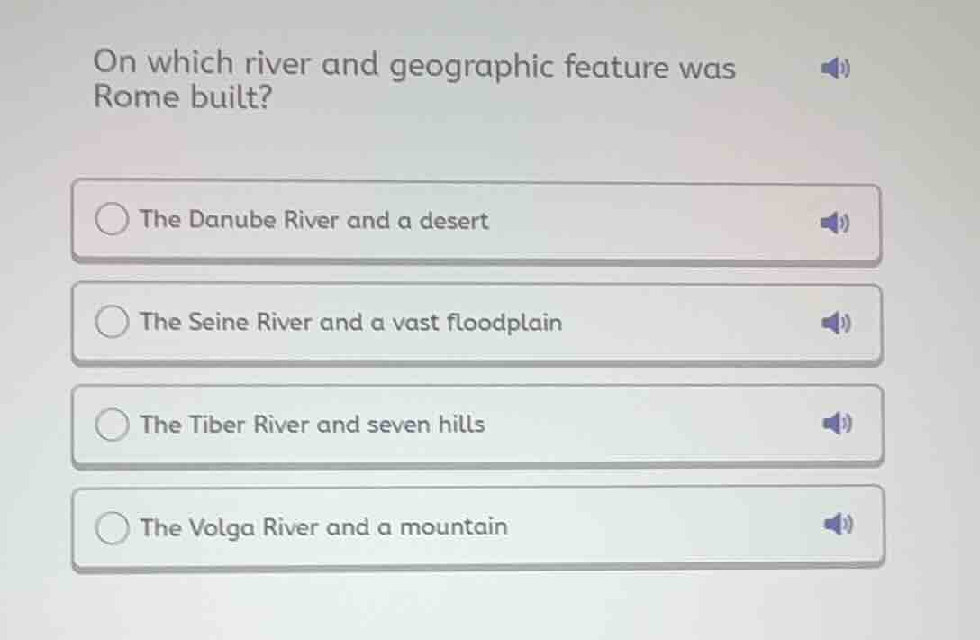 on which river and geographic feature was rome built? the danube river …
