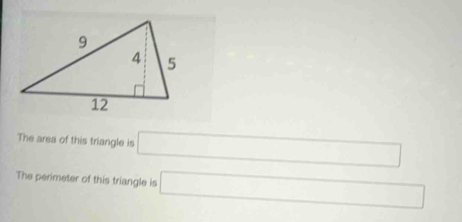 the area of this triangle is the perimeter of this triangle is