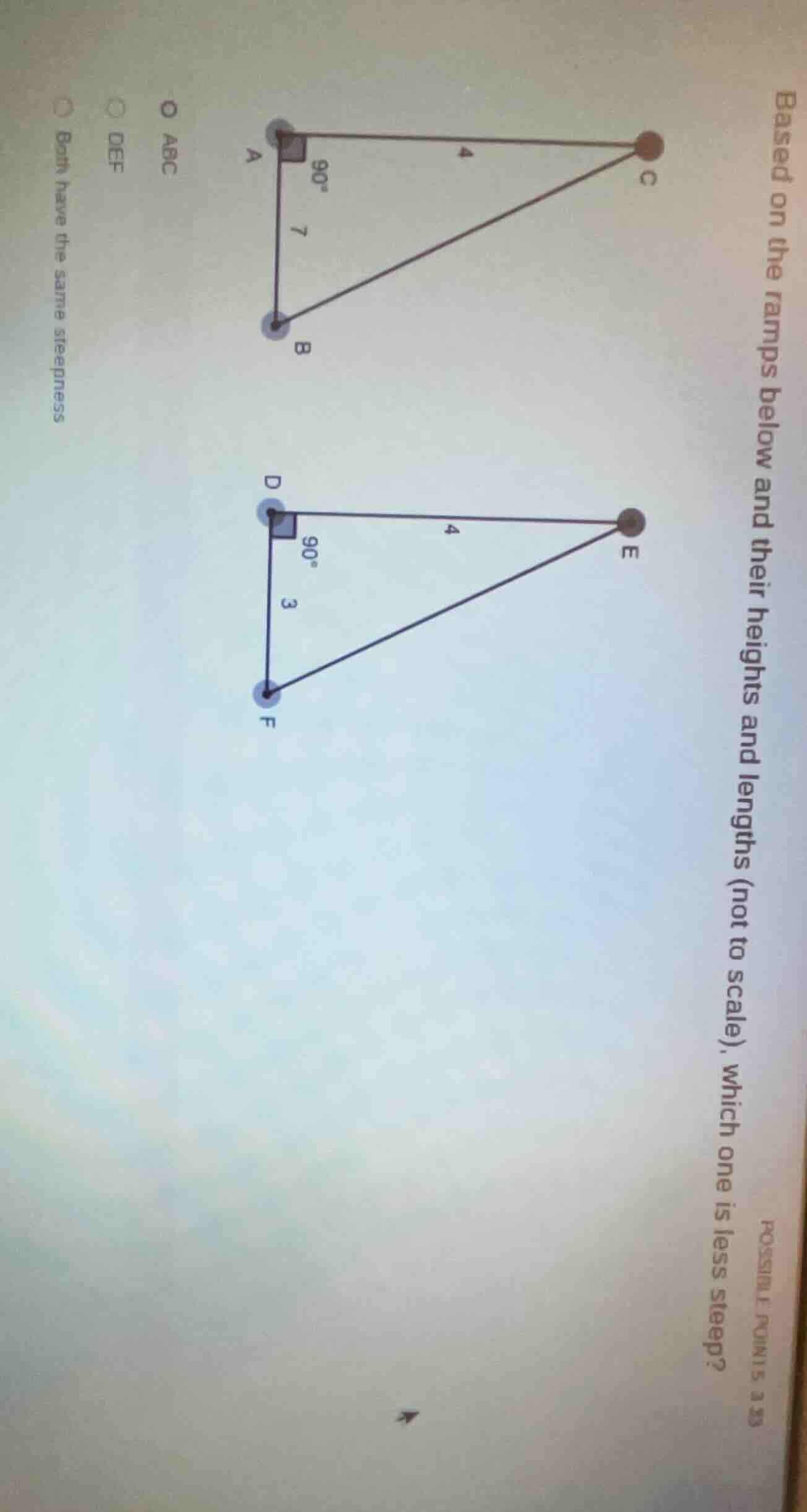 based on the ramps below and their heights and lengths (not to scale), …