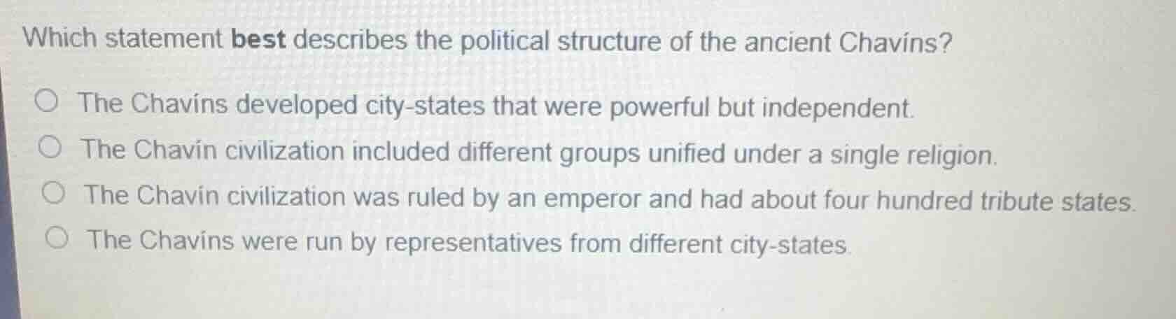 which statement best describes the political structure of the ancient c…