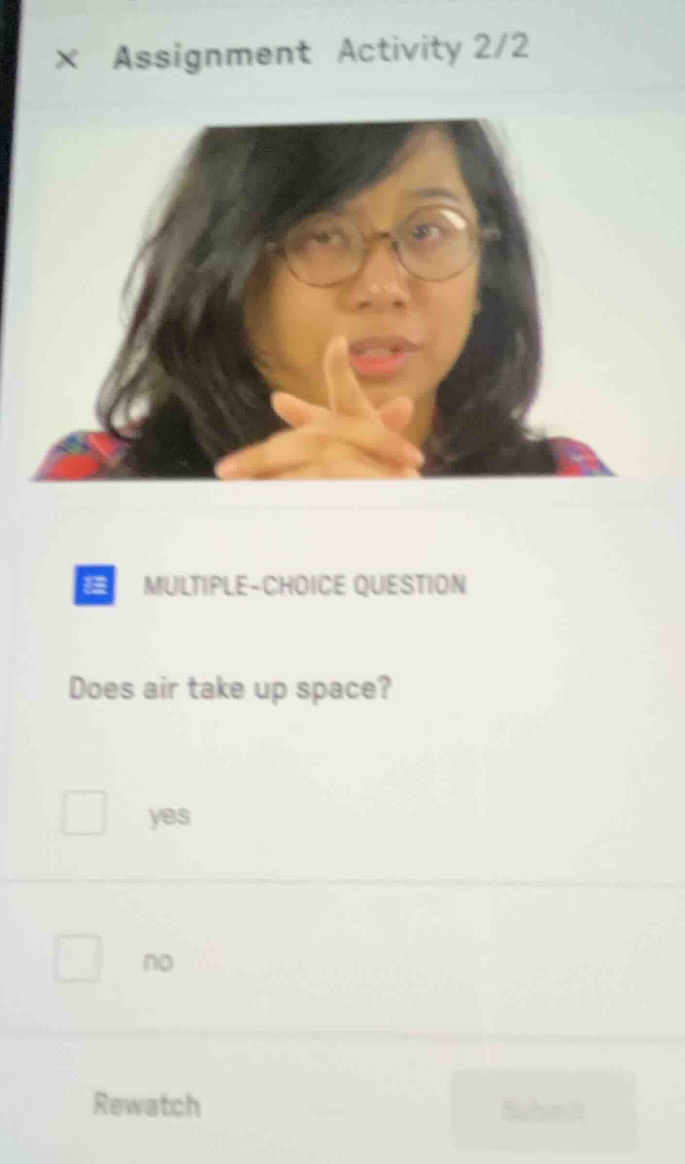 assignment activity 2/2 multiple-choice question does air take up space…