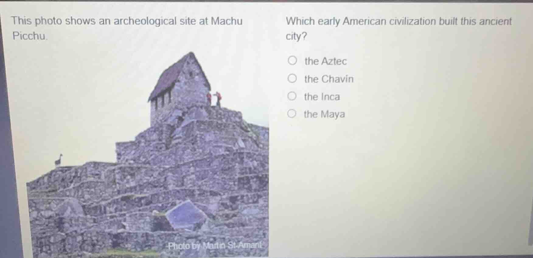 this photo shows an archeological site at machu picchu. which early ame…