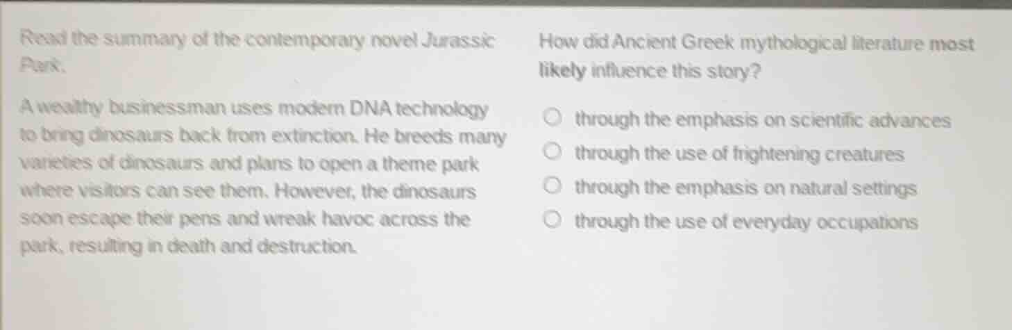 read the summary of the contemporary novel jurassic park. a wealthy bus…