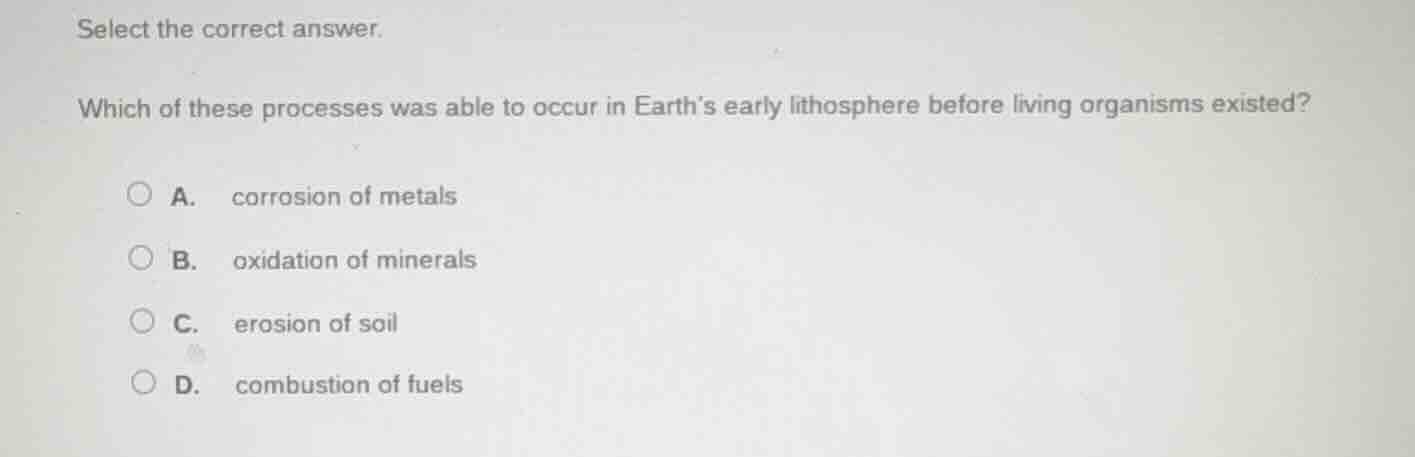 select the correct answer. which of these processes was able to occur i…