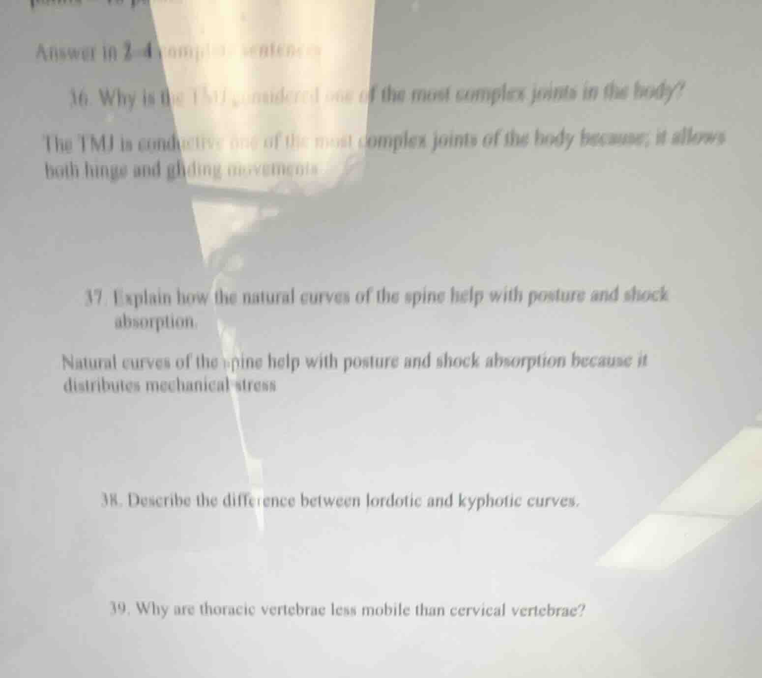 answer in 2 - 4 complete sentences 36. why is the tmj considered one of…