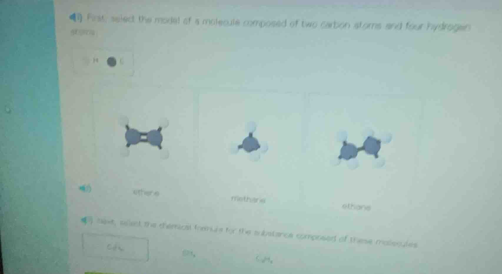 4) first, select the model of a molecule composed of two carbon atoms a…