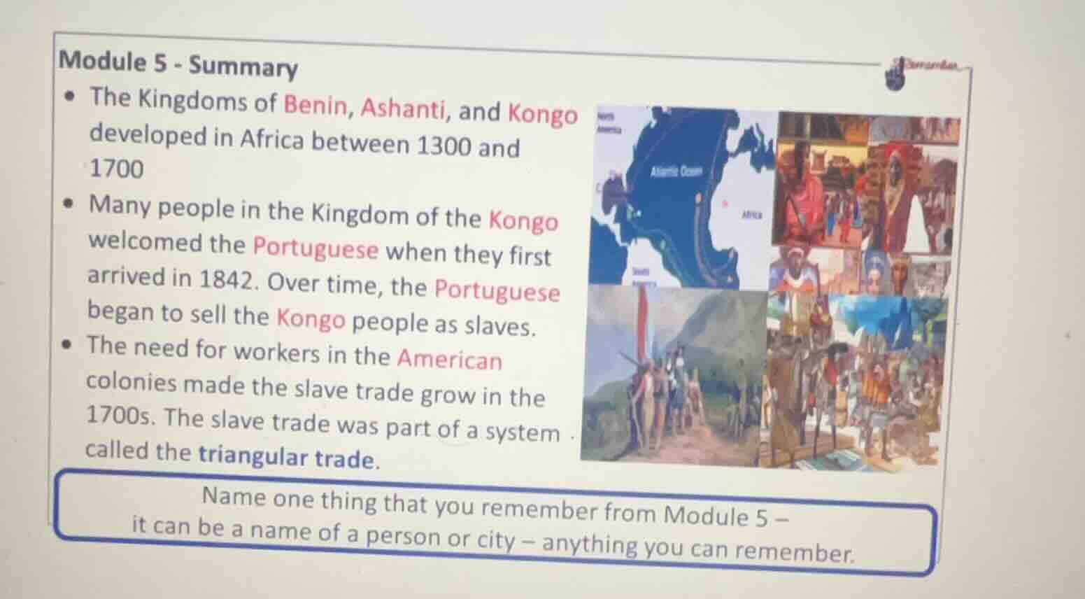 module 5 - summary - the kingdoms of benin, ashanti, and kongo develope…