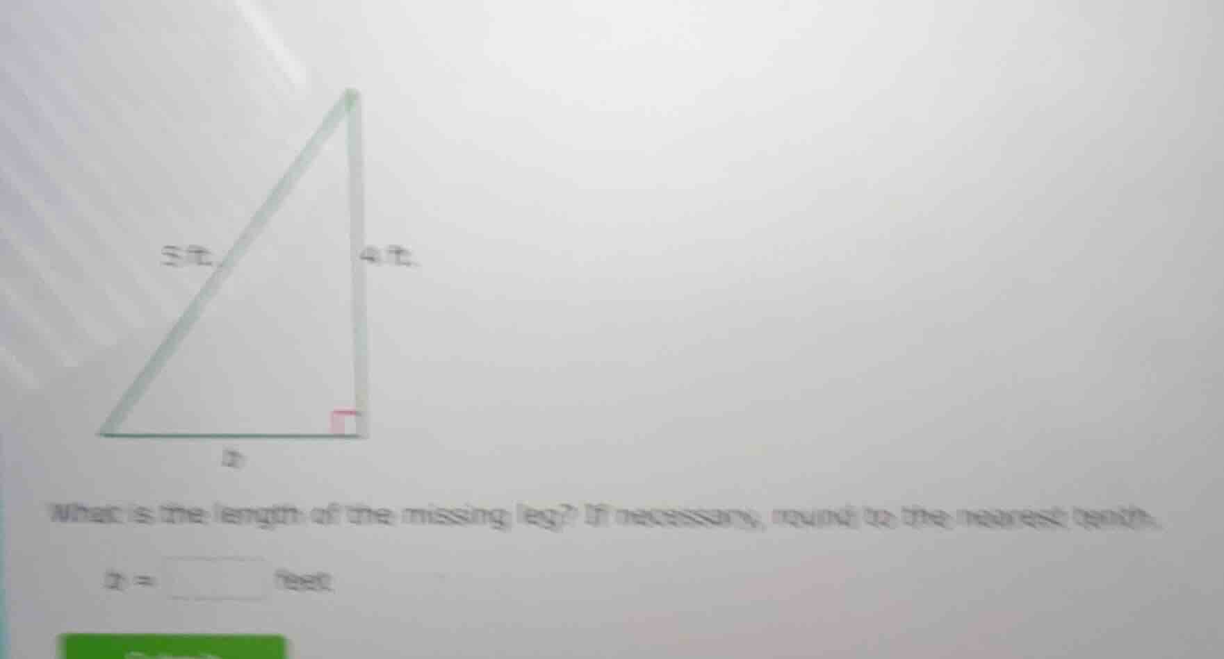 what is the length of the missing leg? if necessary, round to the neare…