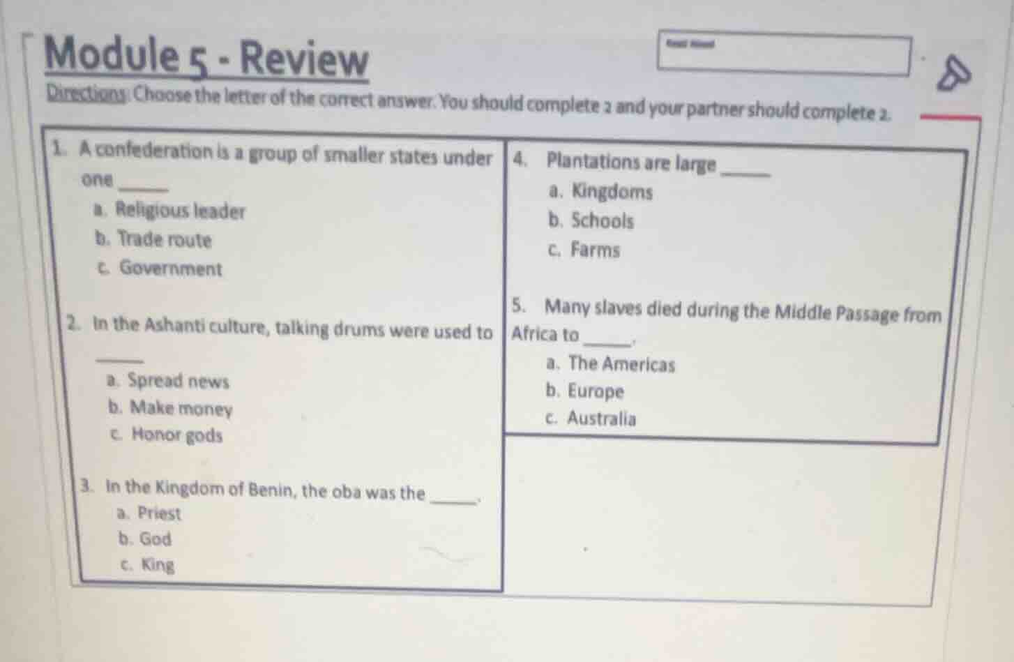 module 5 - review directions: choose the letter of the correct answer. …