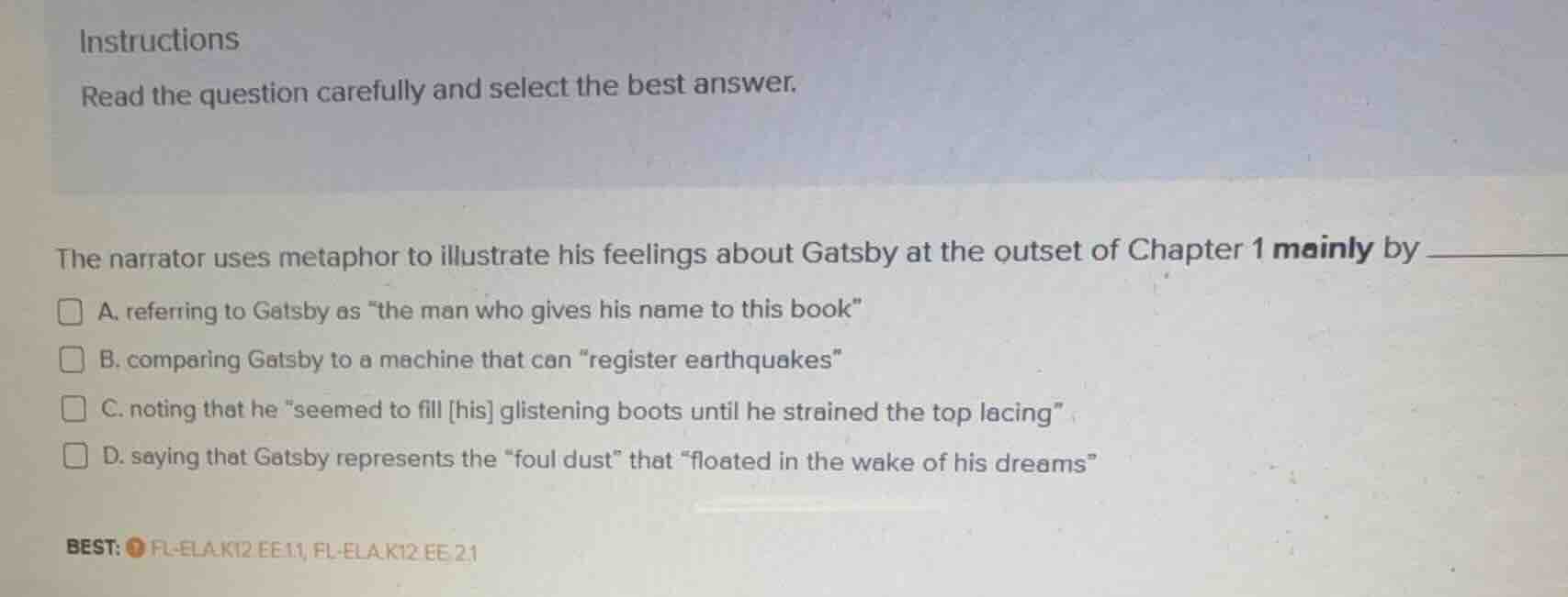 instructions read the question carefully and select the best answer. th…